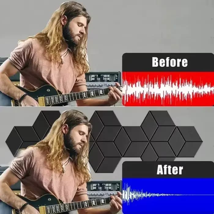 Panneau de mousse d'isolation phonique hexagonal auto-adhésif