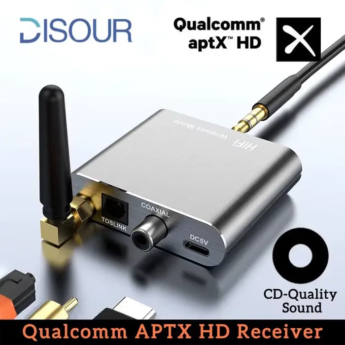 CSR Sans Fil Récepteur APTX-HD BT 5.2 HiFi Stéréo Audio Adaptateur Soutien Coaxial Fibre Optique aptX-LL Pour sauna téléphone TV Amplificateur