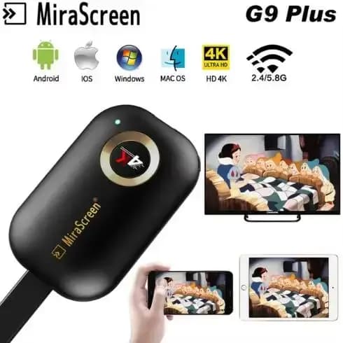 Clé TV Mirascreen G9 Plus 2026 2.4G/5G 4K sans fil H.265 HD Wifi Display Dongle pour Miracast Airpla
