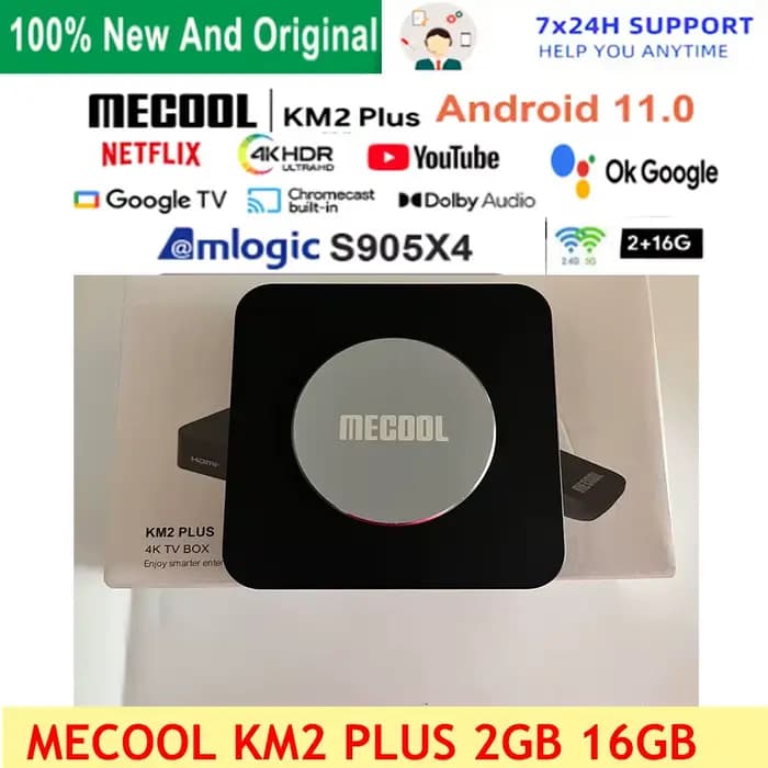 Mecool KM2 Plus Smart TV Box Netflix 4K Amlogic S905X4 Android 11 DDR4 2GB 16GB SPDIF WiFi Prime vidéo Multi Streamer HDR10