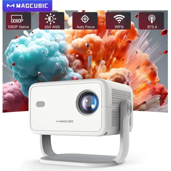 Magnécanique Natif 1080P 650ANSI 8K Android 14 L018 360 ° Projecteur avec mise au point automatique Keystone Air Mouse