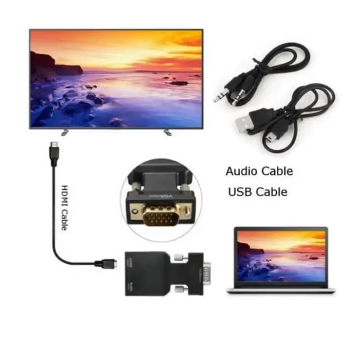 Convertisseur compatible VGA vers HDMI 1080P mâle