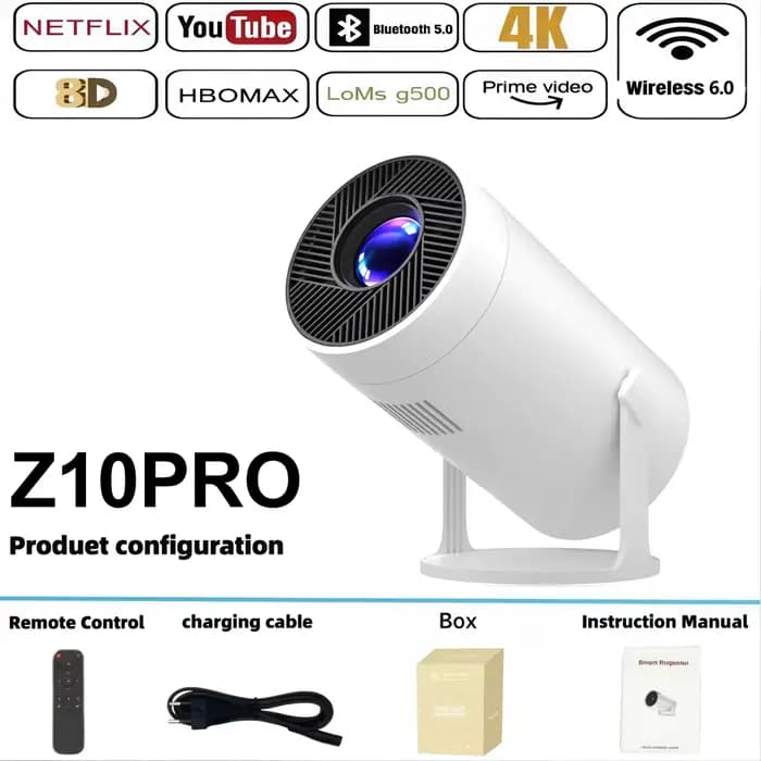 Projecteur 4K HY300 2026 avec double Wi-Fi 6, Android 11, pour cinéma maison, vidéo, jeux, projecteu