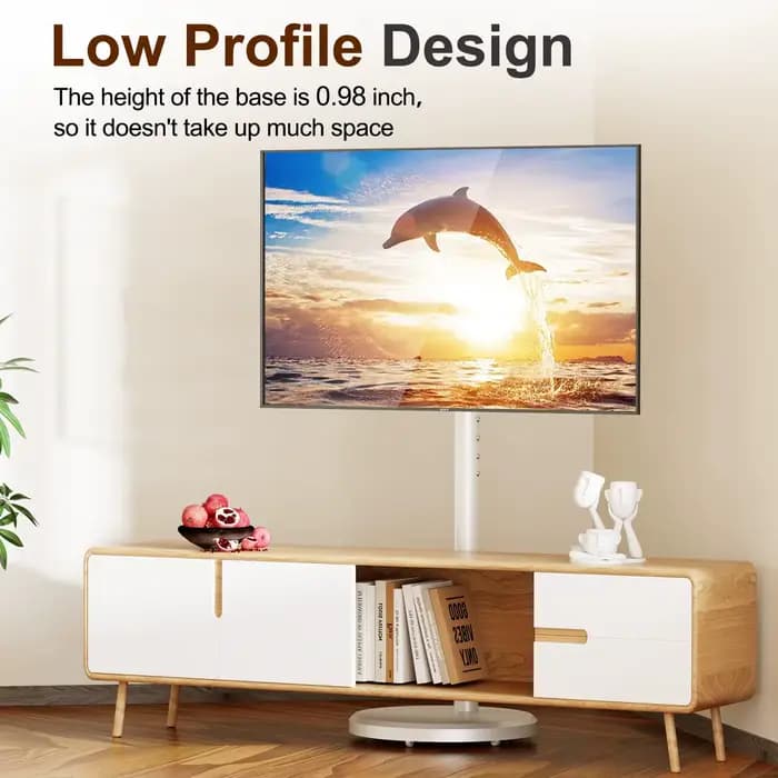 Meuble TV mobile réglable-360 ° Support au sol rotatif pour écrans OLED/LED 10-42"