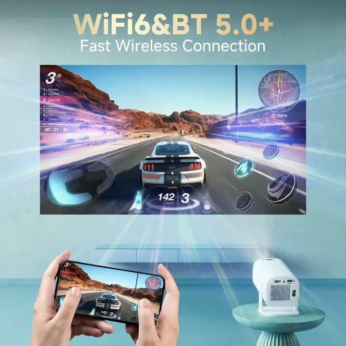 HONGTOP Mini projecteur intelligent Android 14 P30PRO WiFi6 BT 5.0 prise en charge 4K 1280*720P