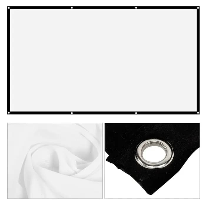 Écrans de projection blancs 16:9, épais, portables, sans plis, en polyester blanc doux, écran de projection pour projecteur