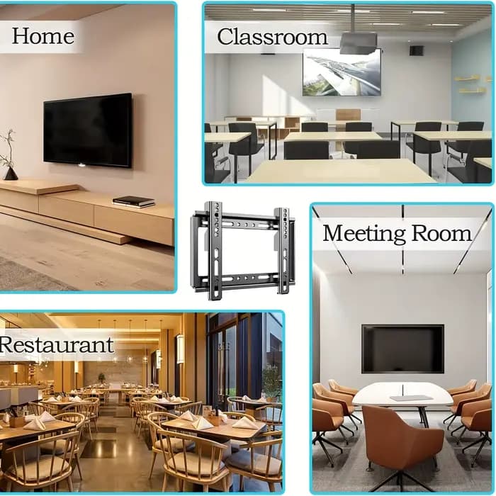 Support mural TV fixe pour la plupart des téléviseurs plats/incurvés de 14 à 32 pouces avec VESA maximum 200 x 200 mm