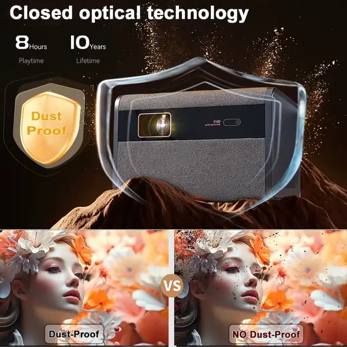 DITONG 2026 NOUVEAU Projecteur J10 Natif 1080P Autofocus Vidéo 4K HD Extérieur Téléphone Mobile Android Smart Home