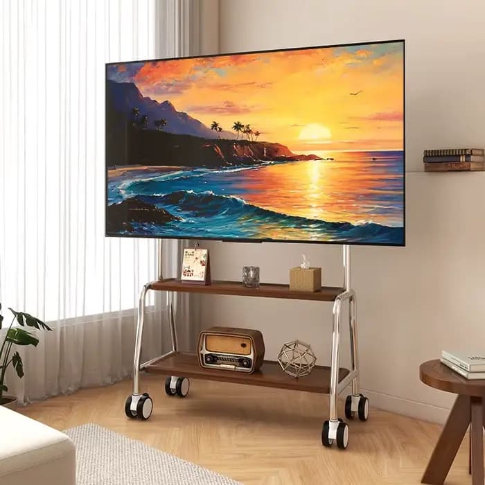 Support TV mobile 32-65 pouces en acier inoxydable