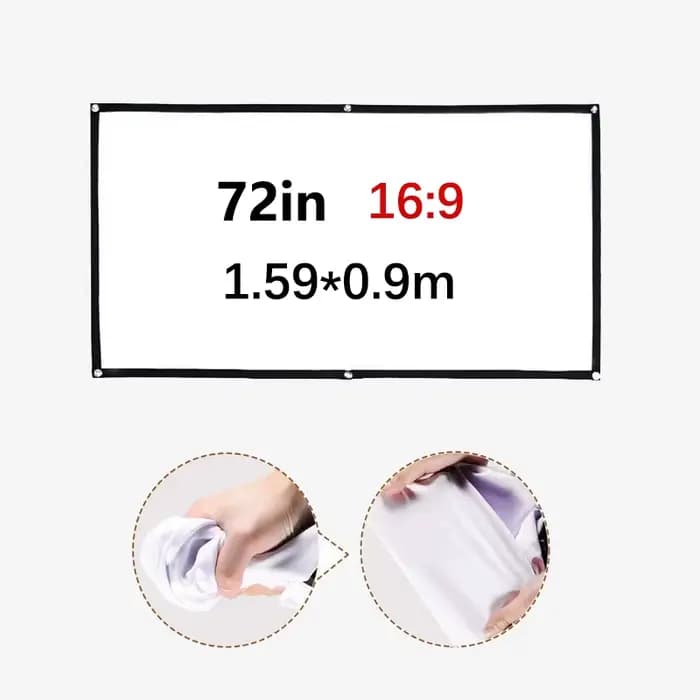 Écran de projecteur HD portable 16:9 - Rideau pliable 60/72/84/100/120 pouces pour cinéma maison