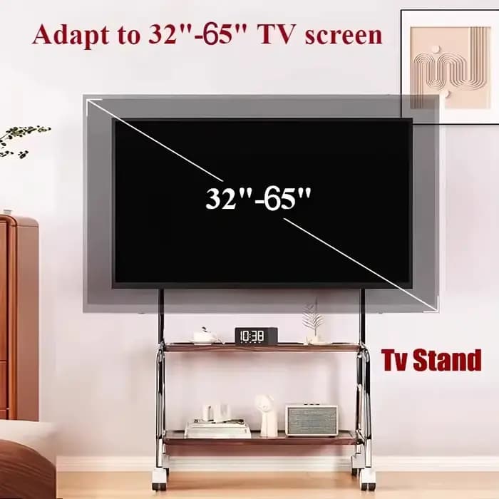 Support TV mobile 32-65 pouces en acier inoxydable