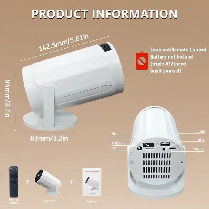 Projecteur RUSMR RY008 PRO 4K Android Double Wifi6 290ANSI Allwinner H713 BT5.0 1080P 1280*720P Cinéma à domicile
