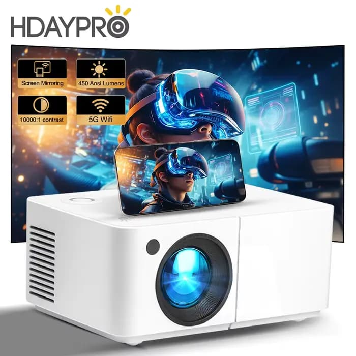 Mini projecteur HD300 4K Full HD 1080P 450ANSI Smart 5G WiFi BT