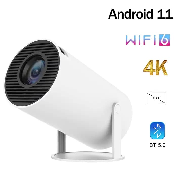 Projecteur HY300 PRO Android 11 260ANSI 4K Double Wifi6 BT5.4 1080P 1280*720P 8000 Lumens Home Cinema portable