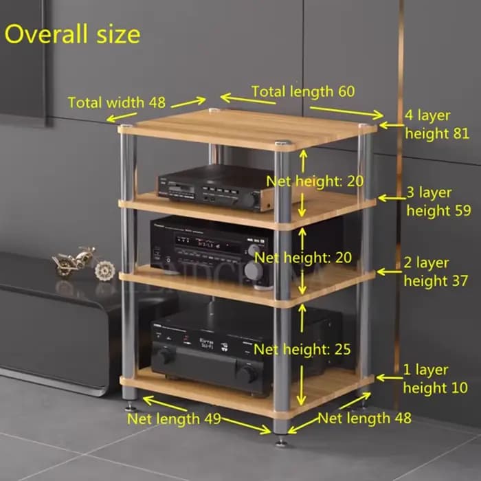 Meuble audio AV Rack Meuble TV disponible en noir, blanc et argent