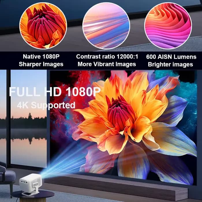 Projecteur Huaweishi X3 Plus 2026 Android 4K Natif Portable 1080P Mise au Point Automatique Vidéo Cinéma Maison Extérieur HD LED HY320