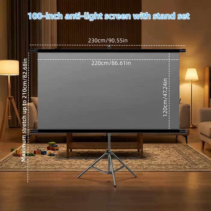 Écran de projection gris anti-lumière avec trépied 60/72/84/100/120 pouces 16:9