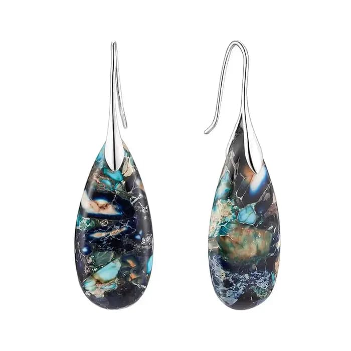 Boucles d'oreilles pendentif gouttelette en pierre empereur