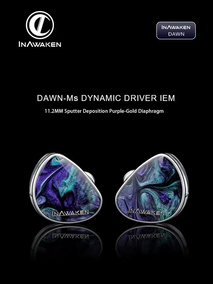 INAWAKEN DAWN Ms IEM casque pilote dynamique à diaphragme violet-or avec câble blindé OFC pour musiciens audiophiles