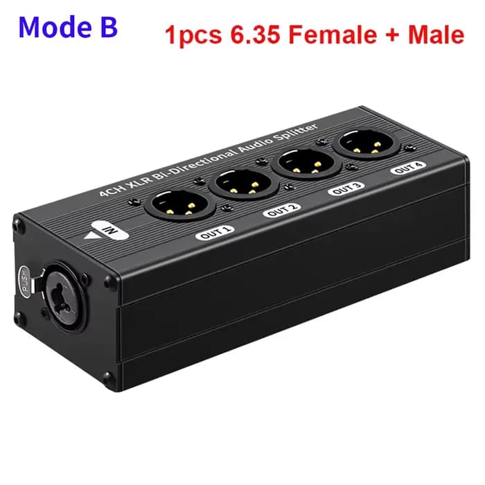 Répartiteur audio équilibré XLR 1x4 sans alimentation, 3 broches, 1 entrée 4 sorties, boîtier de dis