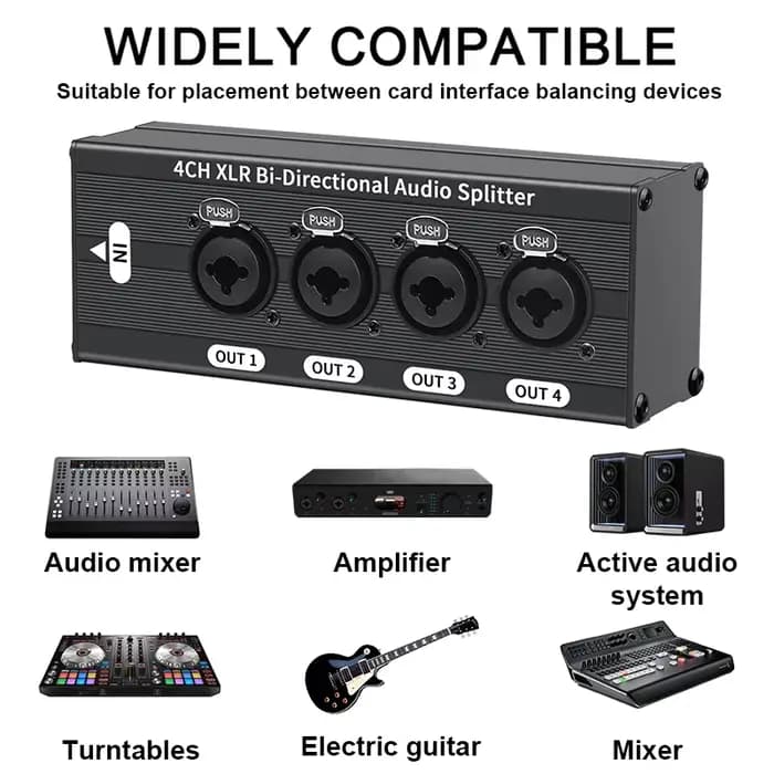 Répartiteur audio équilibré XLR 1x4 sans alimentation