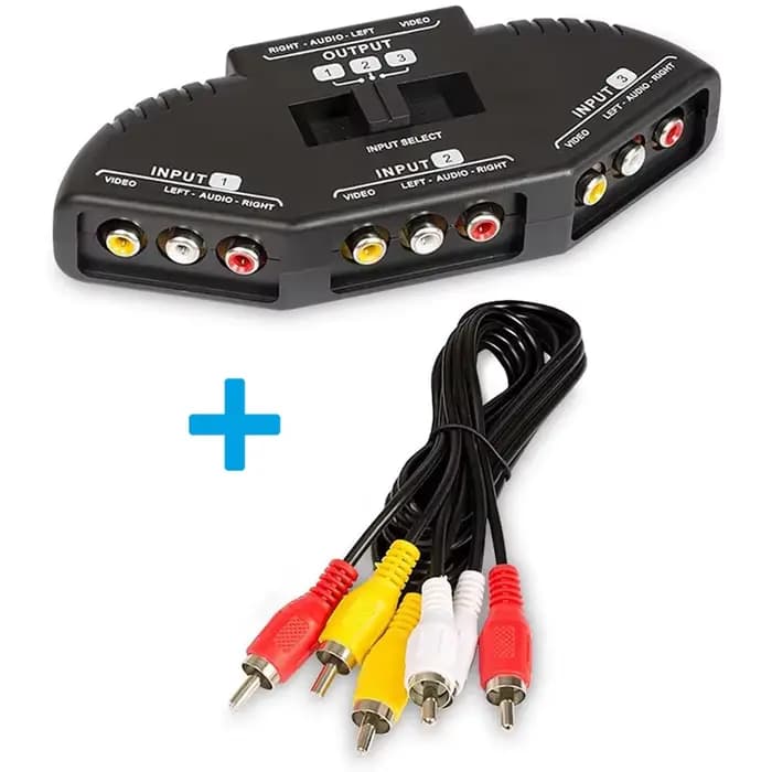 Répartiteur RCA avec boîtier de commutation audio-vidéo à 3 voies