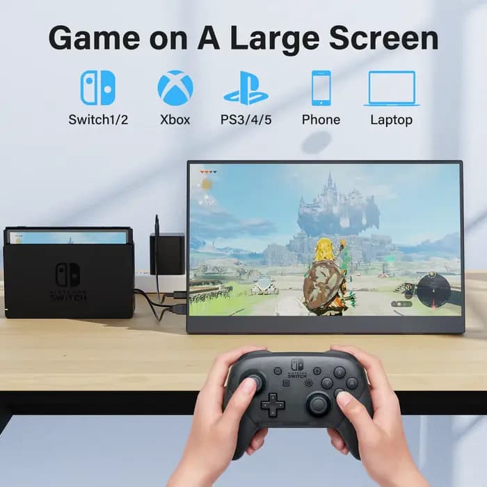 Amoudo 15.6 pouces moniteur Portable 1920x1080P étendre l'affichage IPS LCD panneau trou de stylo support VESA USBC Mini HDMI affichage Mobile