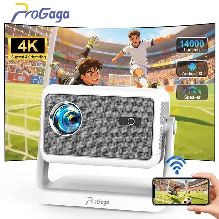 Projecteur PROGAGA PG370 MAX HD 1080P 4K Android, projecteur vidéo 700ANSI, projecteur de cinéma mai