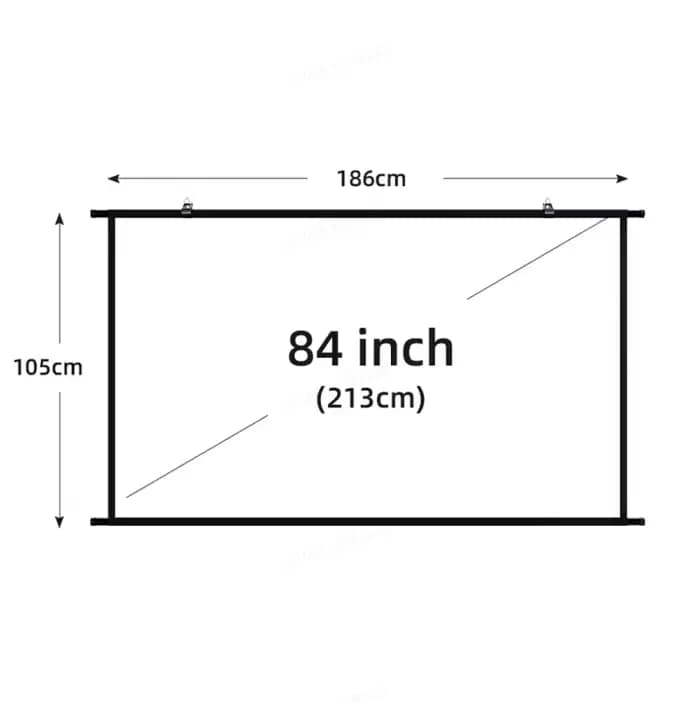 Écran de projection lavable de 84 pouces 16:9 pour intérieur/extérieur / home cinéma / écrans