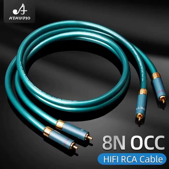 ATAUDIO une paire de câbles Audio HiFi RCA haute qualité 8N OCC Core 2RCA mâle