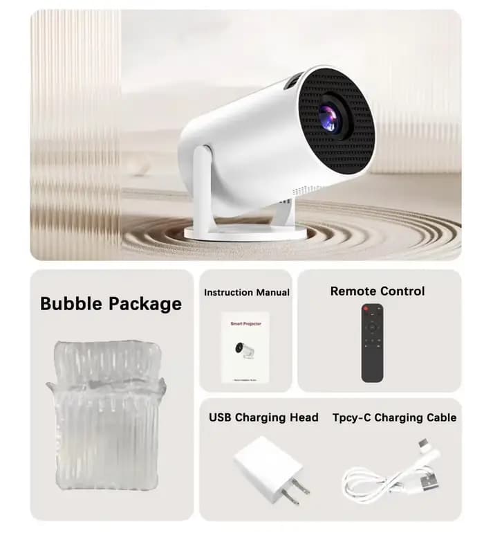 Projecteur Portable HY300 Ultra 4K Ultra HD 2025, 300ANSI, Android 11 BT5.4, mise au point électroni