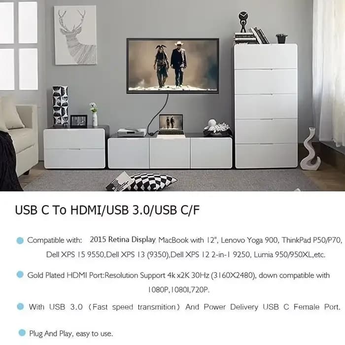 Adaptateur 3 en 1 Type C vers HDMI