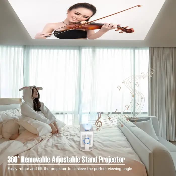 Magnécanique Natif 1080P 650ANSI 8K Android 14 L018 360 ° Projecteur avec mise au point automatique Keystone Air Mouse