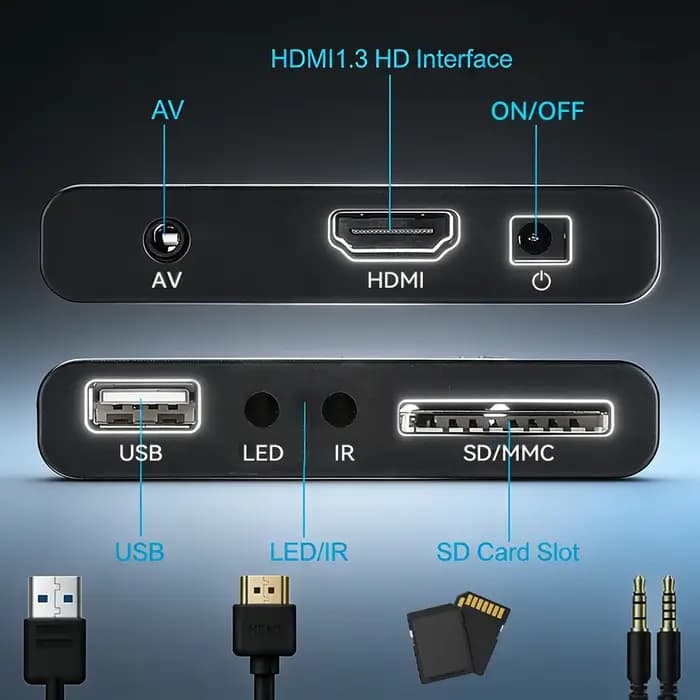 Lecteur multimédia Full HD 1080P avec prise en charge USB AV HD-Compatible