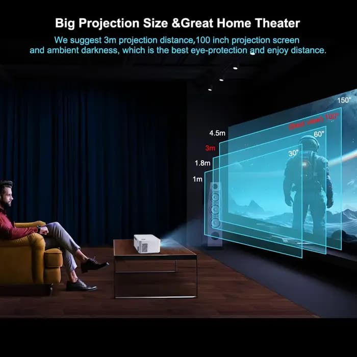 Mini projecteur HD300 4K Full HD 1080P 450ANSI Smart 5G WiFi BT