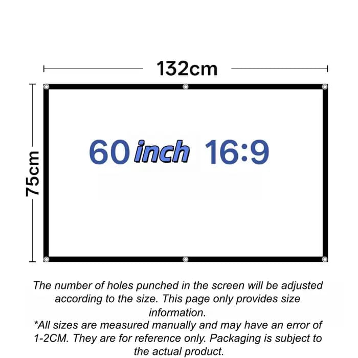 Écran de projection anti-lumière - Écran de projecteur portable de 60/72/84/100/120 pouces pour la m