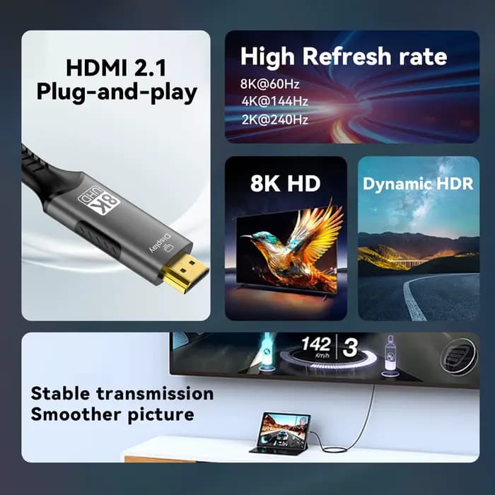 Câble USB C vers HDMI 8K @ 60Hz 4K @ 120Hz Type C