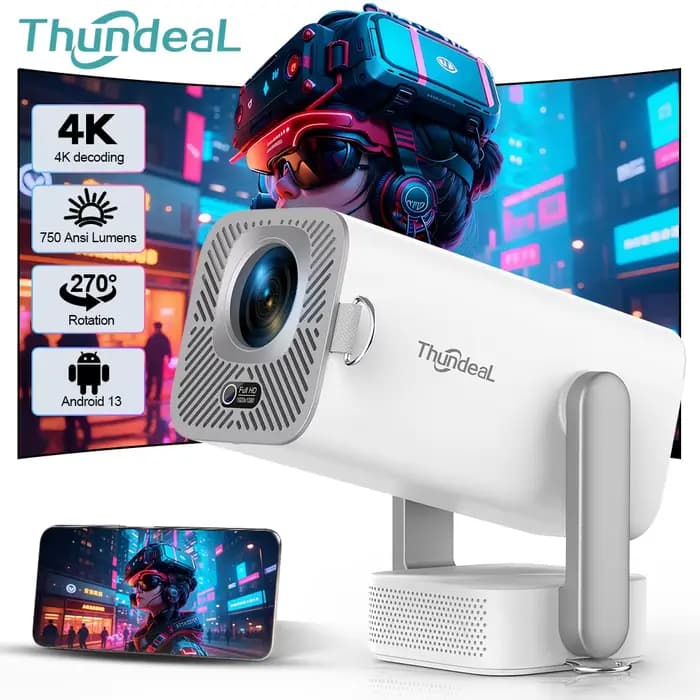 Projecteur Full HD ThundeaL TD80 Pro 1080P 2K 4K TD80Pro TD80W avec Wi-Fi amélioré