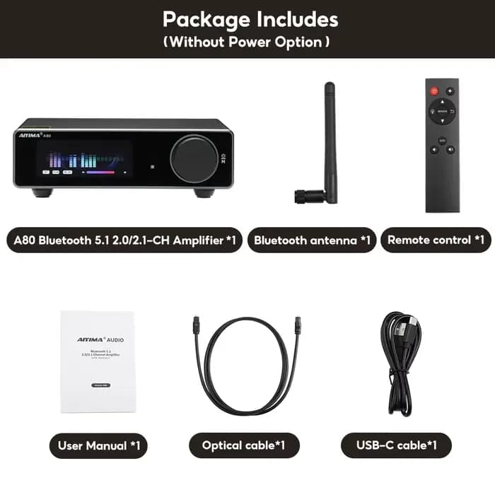 AIYIMA A80 Amplificateur de puissance stéréo Bluetooth PFFB avec DAC TPA3255 amélioré, 300Wx2, ampli