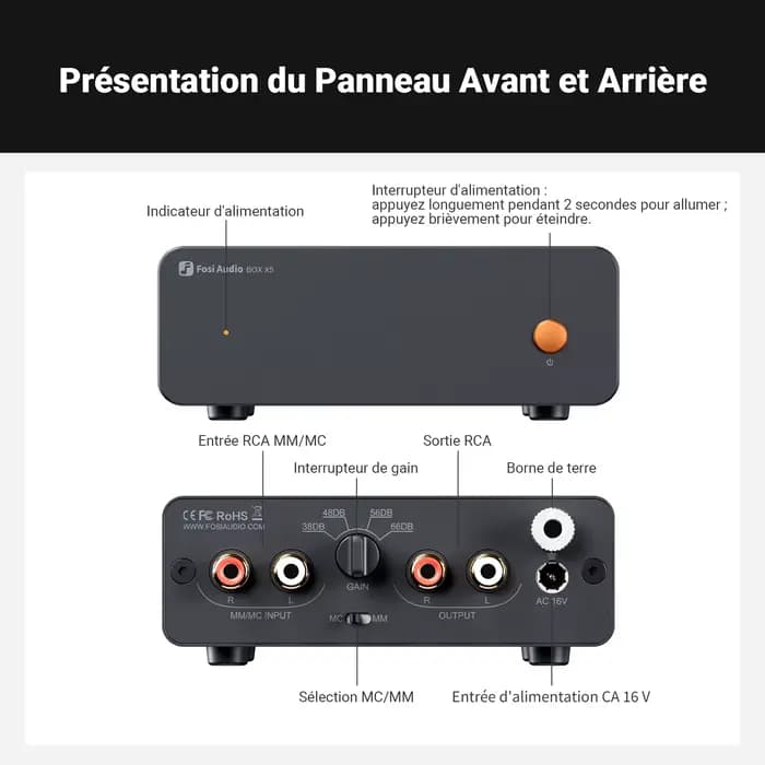 Préamplificateur phono HIFI Fosi Audio BOX X5