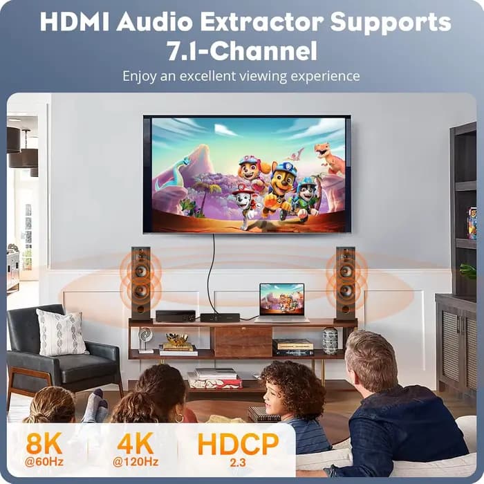 Extracteur Audio HDMI 8K @ 60Hz avec 7.1 canaux 4K @ 120Hz HDMI2.1 à 7.1CH