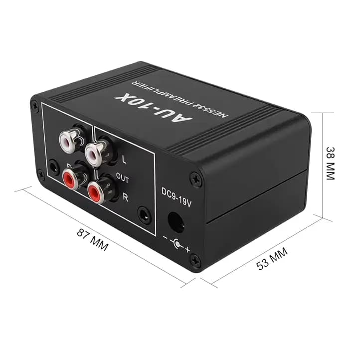 Préamplificateur de signal audio AU-10X NE5532, carte préampli pour casque, gain 20 dB, RCA 3,5 mm, contrôle du volume, contrôle du tonalité, DC 12V