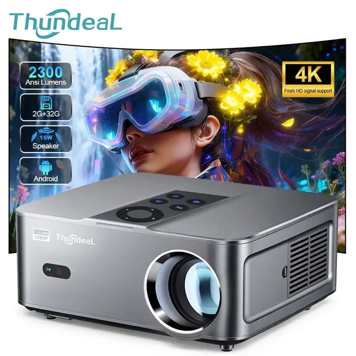 Vidéoprojecteur ThundeaL TD98Mini 2K 4K Android WiFi Portable TD98 Mini 32G pour Cinéma Maison et Ex