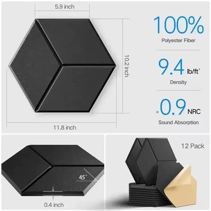 Panneau de mousse d'isolation phonique hexagonal auto-adhésif