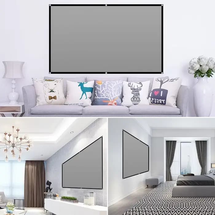 Écran de projecteur 1000-130 pouces métal gris Anti-lumière 16:9 bordure noire Portable avec trous