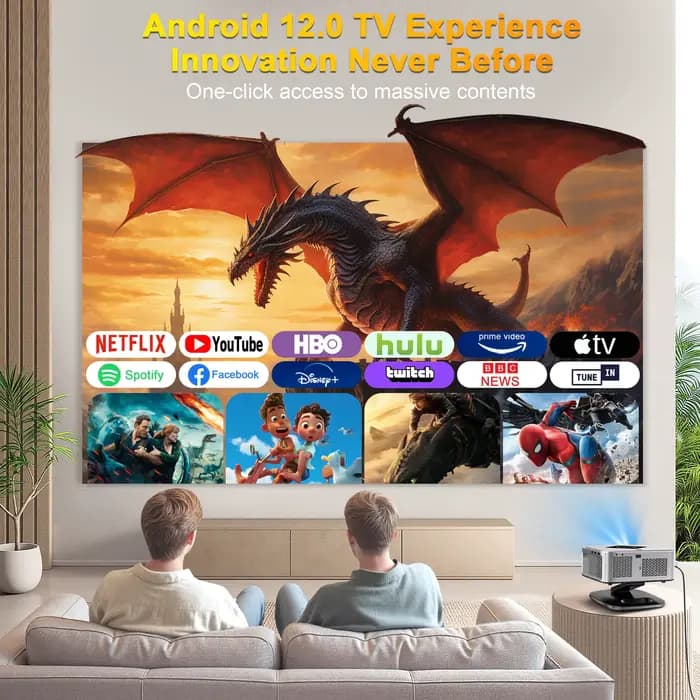 Projecteur HORLAT 40000 Lumens Android TV Full HD 1080P