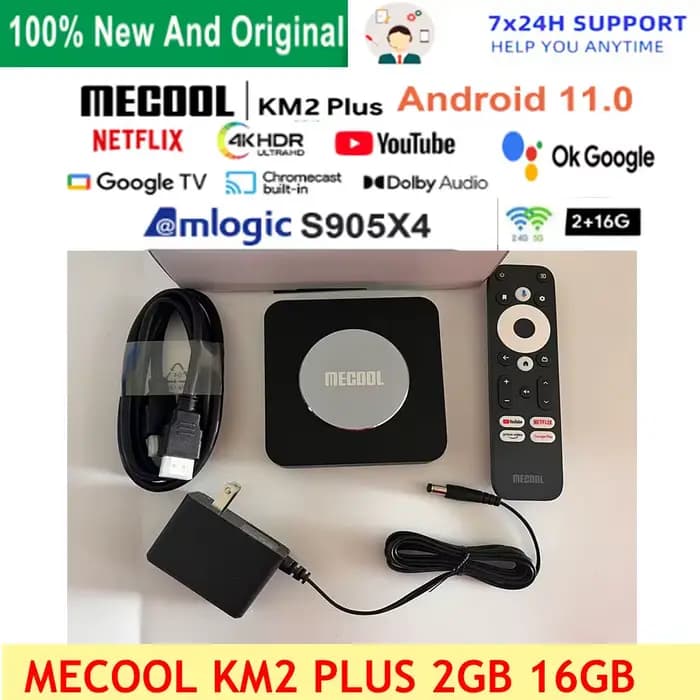 Mecool KM2 Plus Smart TV Box Netflix 4K Amlogic S905X4 Android 11 DDR4 2GB 16GB SPDIF WiFi Prime vid