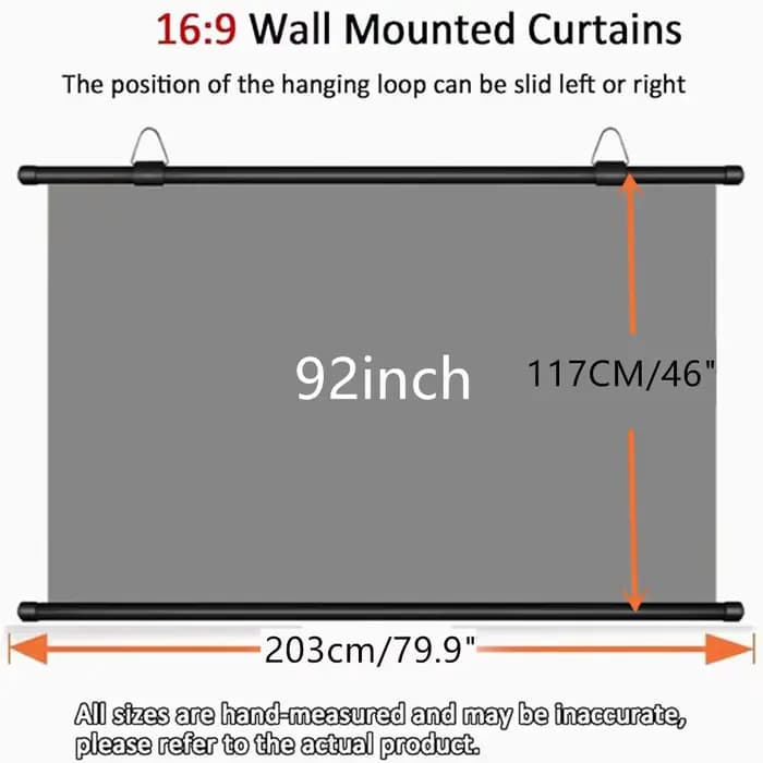 Écran de projection XIAOHUI 92 pouces 16:9, type mural non perforé, écran de projection anti-lumière