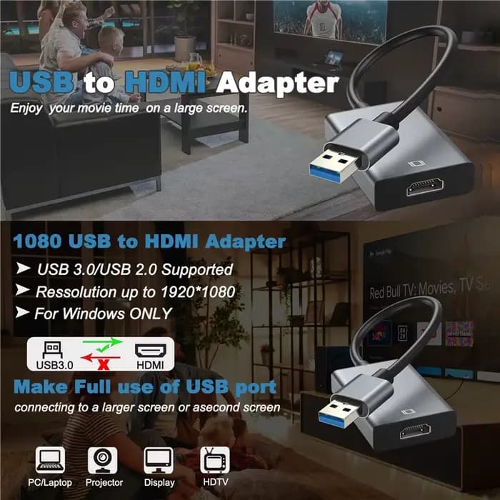 Adaptateur USB vers HDMI HD 1080P