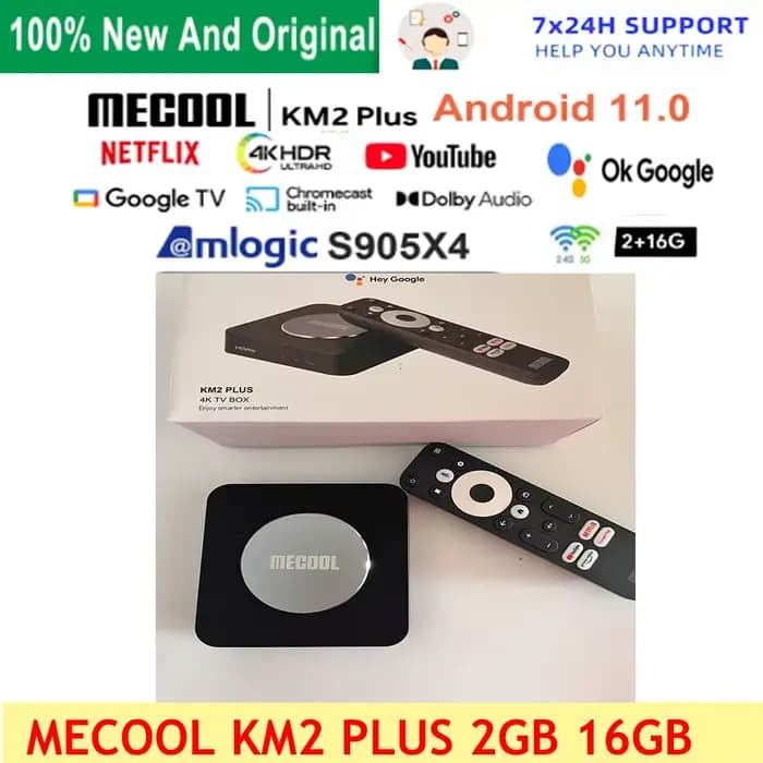 Mecool KM2 Plus Smart TV Box Netflix 4K Amlogic S905X4 Android 11 DDR4 2GB 16GB SPDIF WiFi Prime vidéo Multi Streamer HDR10